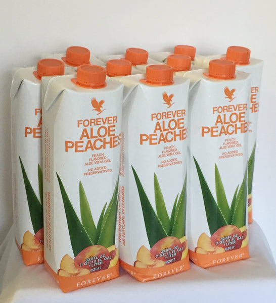 12 bottles of Forever Aloe Vera Bits n’ Peaches (1 L)